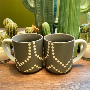DOTTED Ceramic Coffee MUGS Set of 2 Gray